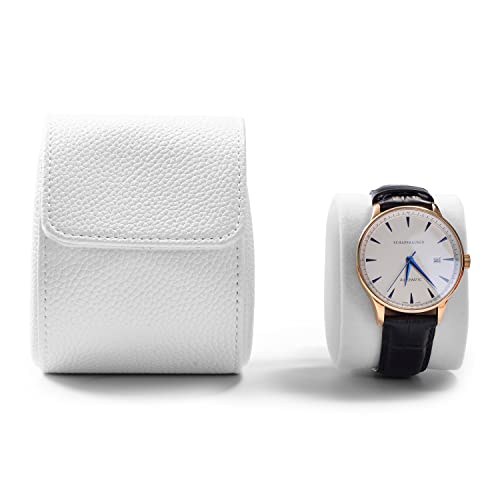 Oirlv Luxury Leather Travel Watch Case Portable Jewelry Watch Storage Roll Organizer(White) - color: White