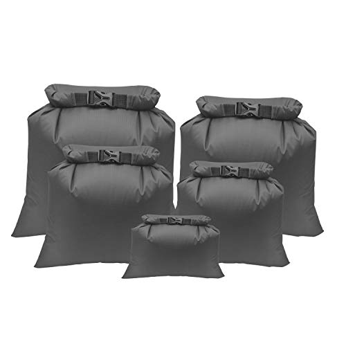 TRENDBOX Roll Top Waterproof Dry bag Kit Storage Compression Bag Sack Poch Packing Organizers Water Resistant Camping Travel - color: Set of 5 - Black