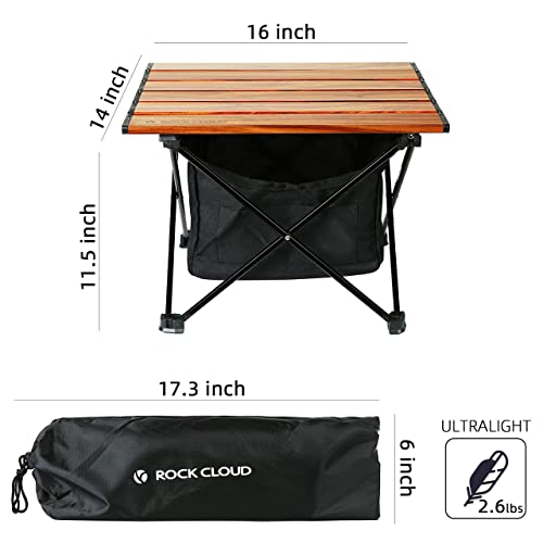 ROCK CLOUD Portable Camping Table Ultralight Aluminum Camp Table with Storage Bag Folding Beach Table for Camping Hiking Backpacking Outdoor Picnic, Small - color: With Storage Bag Wood Grain, size: Small