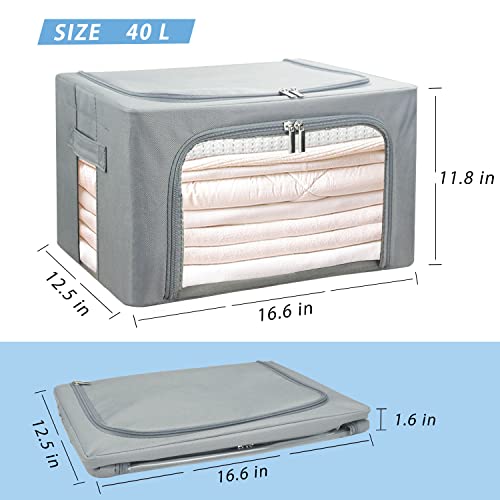 UUBEMM Clothes Storage Bins with Foldable Sturdy Frame,Stackable Storage Box for Closet Shelf Organizers for Seasonal Clothing,Blankets,Towel Bed Sheets,Toys Gift Others (Medium -40L x3PACK, Grey) - size: Medium -40L x3PACK