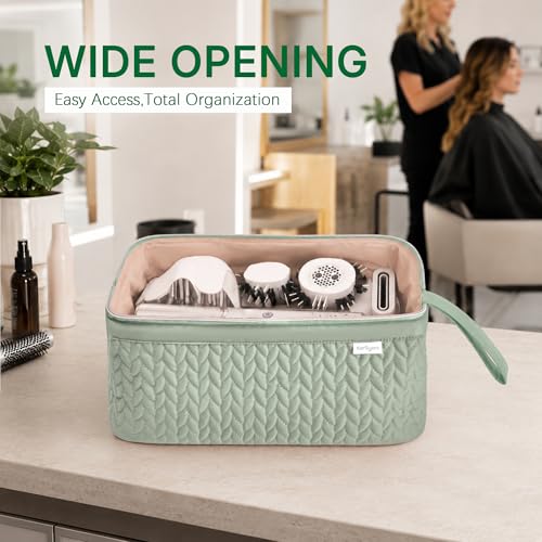 KarSyon Shark Flex Style Case for Airwrap Hair Dryer Brush Revlon Hair Tools Travel Bag Carrying Case Flat Curling Iron Organizer (Sage Green) - color: Sage Green