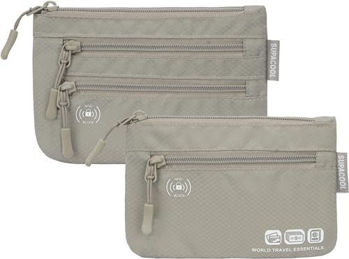 SUPACOOL Passport Holder Bag, Travel Wallet for Men Women Family, Passport Pouch, Card Holder Organizer, RFID Blocking, Two-piece Set(Gray) - color: Gray