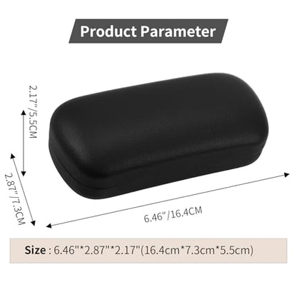 PERFECTSIGHT Sunglasses Case, Large Hard Shell Glasses Case, Cute PU Leather Protective Eyeglasses Case for Women Men - color: Black