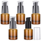 Segbeauty 0.5oz Empty Glass Refillable Travel Bottles, 5pcs Lotion Pump Bottle Dispenser, 15ml Amber Mini Empty Travel Size Bottles for Creams, Small Lotion Dispenser with Pump Liquid Container - color: Amber, style: 5pcs 0.5oz
