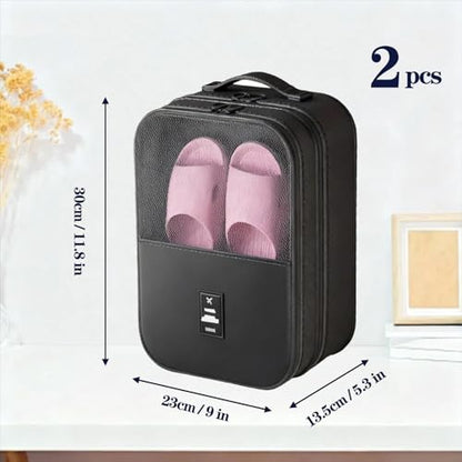 2 Pcs Shoe Bags for Travel - Holds 3 Pair of Shoes,Black Portable Shoes Storage Bag Organizer, Travel Luggage Shoe Organizer for Women and Teenager