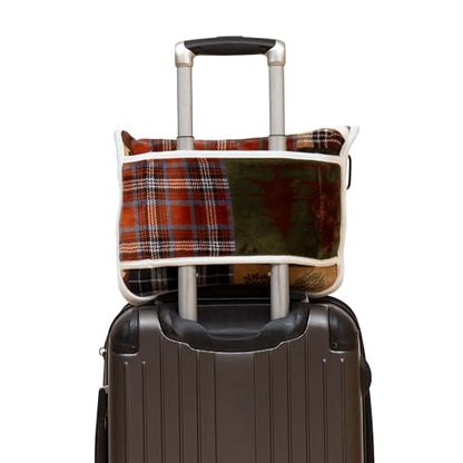 Carstens, Inc. Travel Blanket, Premium Compact 2-in-1 Airplane Blanket/Pillow, Tree Plaid Rustic - color: Tree Plaid Rustic