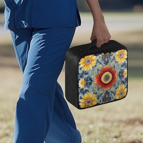 Emergency Kit Bag First Aid Cross Symbol Empty First Aid Bag for Workplace Church and Home Preparedness Built with Abrasion-Resistant Fabric Floral - color: Floral