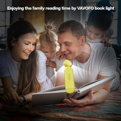 VAVOFO USB Rechargeable Book Light, Blue Light Blocking, Amber Clip-On Bookmark Shaped Reading Light with 6 LEDs and 9 Modes for Bedtime Reading - color: Yellow
