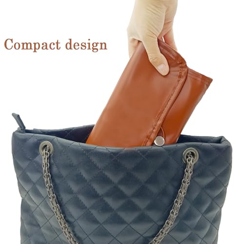 Travel Makeup Organizer, Foldable Roll-Up Cosmetic Storage Bag for Women (Brown) - color: Brown