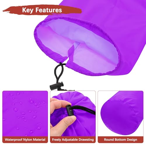 Stuff Sack [2PCS] - Waterproof Outdoor Storage Sacks Use for Backpacking & Traveling & Hiking - [Purple-5 x 10 in/ 13 x 25 CM] Ultralight Drawstring Bags - color: Purple