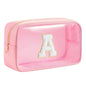 Personalized Initial Clear Makeup Bag Cosmetic Bags Travel Toiletry Bag Essentials Emergency Pouch Gifts for Girls Girlfriend Kids Birthday Graduation Teacher (Pink A) - style: A