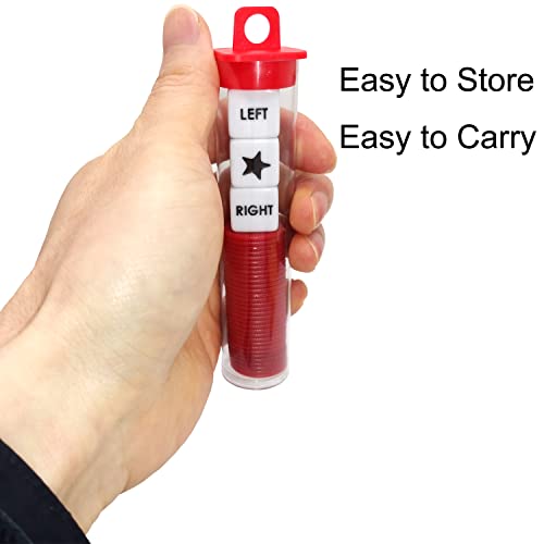 Ahoper Left Right Center Dice Game Prime Set Bundle with 3 Dices + 36 Chips. Round Tube Storage is Very Convenient for Travel. Easy to Store, Carry Around. (Red) - color: Red