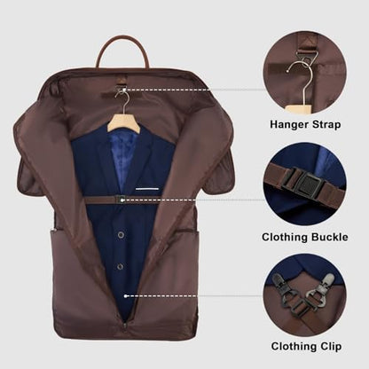Garment Bag for Travel Large Carry on Garment Bags Men Women | Garment Suitcase Bags - color: Coffee