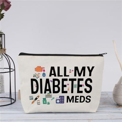 Medicine Storage Pouch with Diabetes, Medicines Bag, and Medical Supply Designs, White Canvas Zipper Cases, Multi-Use Functionality (Gift for Birthdays, Graduation, Christmas) (Style K) - style: Style K
