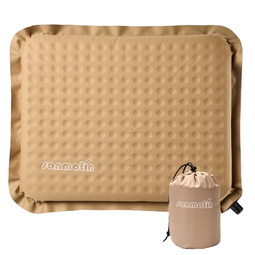 Inflatable Seat Cushion,Self-Inflating Foam Stadium Seat Cushion, Airplane Seat Cushion,Protable Seat Pad for Camping, Backpacking,Sports Events,Traveling,Bleacher (1, Khaki) - color: Khaki