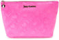 Juicy Couture Pink Makeup Bag Cosmetics Organizer Travel Essentials Zip Top Wedge Velour Heart Love