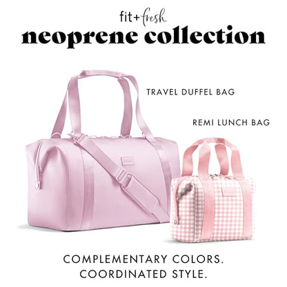 Fit & Fresh Remi Lunch Bag for Women Work – Neoprene Lunch Tote with Containers & Ice Pack, Reusable Meal Prep Lunch Box, Large Capacity, Machine Washable, Pink Gingham - color: Pink Gingham