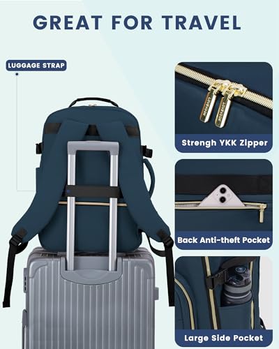 LOVEVOOK 40L Travel Backpack Flight Approved Carry on Backpack,3 Packing Cubes,Waterproof Personal Item Travel Bag,TSA Carry on Luggage Suitcase Travel Essentials,Gifts for Women & Men,fits 17" Laptop - color: Dark Blue Green-black, size: Large-40L-4Pcs