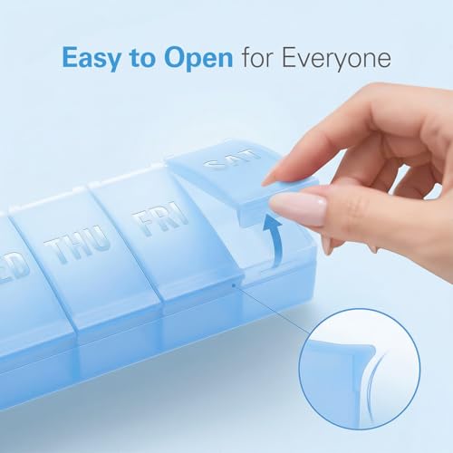 Barhon Large Weekly Pill Organizer, Big Vitamin Organizer Case for 7 Day, Travel Medicine Pill Box to Hold Various Supplements and Fish Oil, Sky Blue - color: Sky Blue