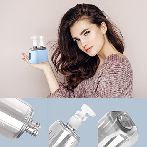 Yamadura Travel bottles for Toiletries, TSA Approved Travel Containers, Refillable, Portable, Spray Bottles and Pump Bottles with Labels for Creams, Perfumes and Shampoos (Blue) - color: Blue