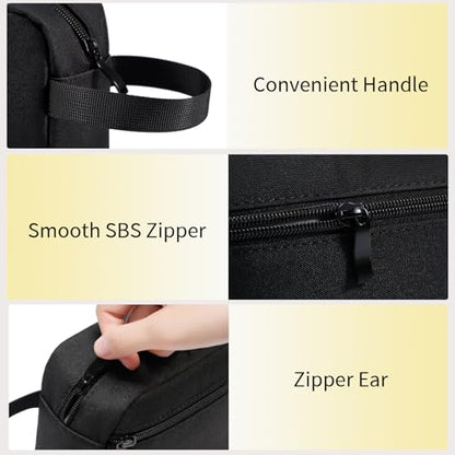 Travel Hanging Toiletry Bag with Carry Handle - Water-Resistant Small Cosmetic Organizer for Men & Women, Makeup, Shaving Kit, Gym & Travel Essentials (Black) - color: Black