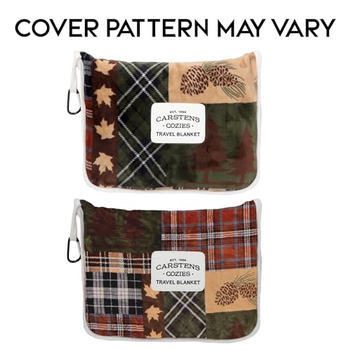 Carstens, Inc. Travel Blanket, Premium Compact 2-in-1 Airplane Blanket/Pillow, Tree Plaid Rustic - color: Tree Plaid Rustic