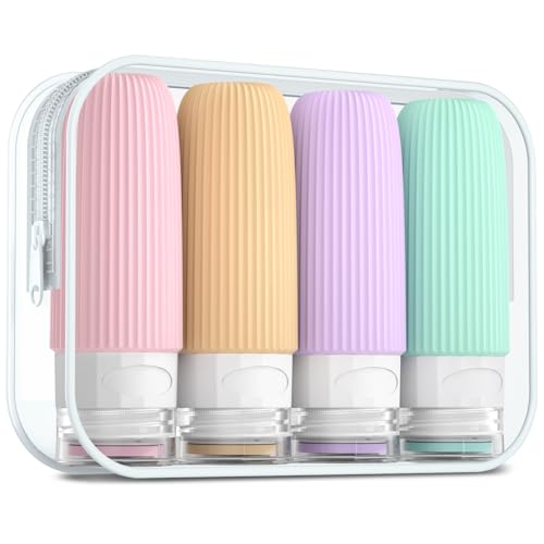 Mrsdry Travel Bottles for Toiletries, Tsa Approved 2oz Travel Bottles, BPA Free Leak Proof Travel Size Toiletry Containers, Refillable Travel Accessories with Toiletry Bag for Shampoo Liquid (4 Pack) - color: Seafoam Green, size: 2 Ounces