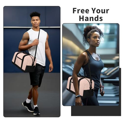 Apenze Small Gym Bag 14 inch lightweight Carry On Mini Duffel Bag for Travel Sport - Pink - color: Pink