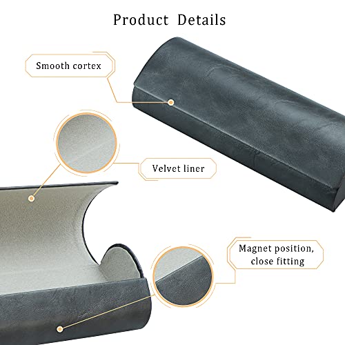 LifeArt Eyeglass Case Hard Shell, Portable Sunglass Case for Women and Men, fashionable PU Leather Eyeglass Case, Lightweight - color: 635_bypg(grey)