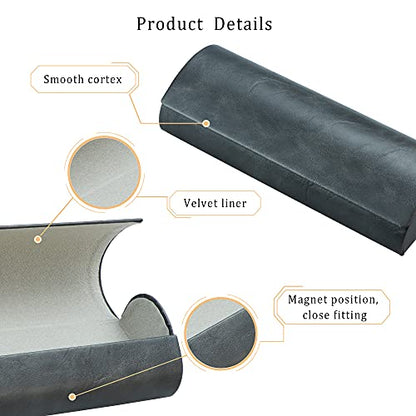 LifeArt Eyeglass Case Hard Shell, Portable Sunglass Case for Women and Men, fashionable PU Leather Eyeglass Case, Lightweight - color: 635_bypg(grey)