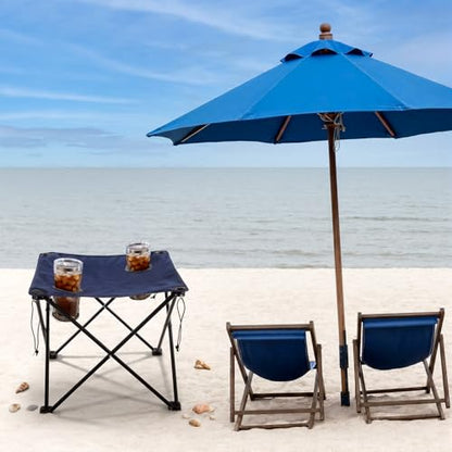 Cinnvoice Portable Folding Camping Table Lightweight Folding Beach Stand with 2 Cup Holders and Carry Bag for Camp Beach Travel Fishing and Outdoor Activities, Blue