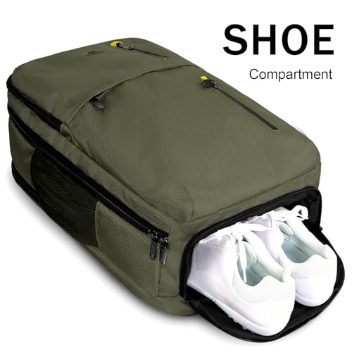 MATEIN Extra Large 45L Travel Backpack, Airline Approved Carry on Backpack with Shoe Compartment, Water Resistant Luggage College Overnight Weekender Travel Bag Fit 18" Laptop, Green - color: Green, size: XX-Large