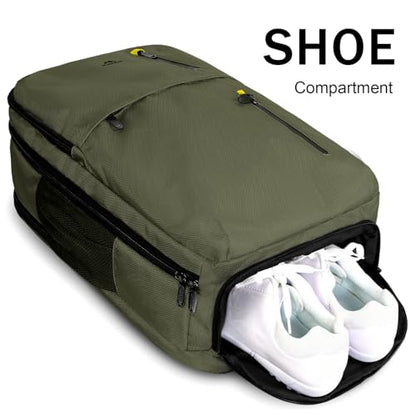 MATEIN Extra Large 45L Travel Backpack, Airline Approved Carry on Backpack with Shoe Compartment, Water Resistant Luggage College Overnight Weekender Travel Bag Fit 18" Laptop, Green - color: Green, size: XX-Large