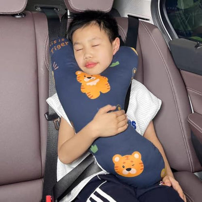 SIQITECHNO Car Travel Pillow H-Shape Seat Pillow Kids Adults Soft Neck Pillow Breathable Head and Body Support Pillow Car Aircraft Sleeping Cushion for Long Journey Road Trip Travel Accessories - color: Y-shaped, Dark Blue Tigers