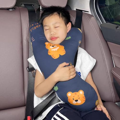SIQITECHNO Car Travel Pillow H-Shape Seat Pillow Kids Adults Soft Neck Pillow Breathable Head and Body Support Pillow Car Aircraft Sleeping Cushion for Long Journey Road Trip Travel Accessories - color: Y-shaped, Dark Blue Tigers