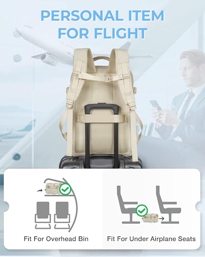 BAGSMART Compression Travel Backpack, 37L Expandable Carry On Backpack with Packing Cubes, Water Resistant Weekender Backpack with Shoe Bag, Warm Beige - color: Warm Beige
