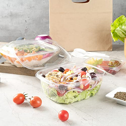 Restaurantware Thermo Tek 32 Ounce Deli Food Containers 100 Anti-Fog Hinged Lid Containers - Freezable Rectangle Clear Plastic To Go Food Containers Disposable - size: 32 oz