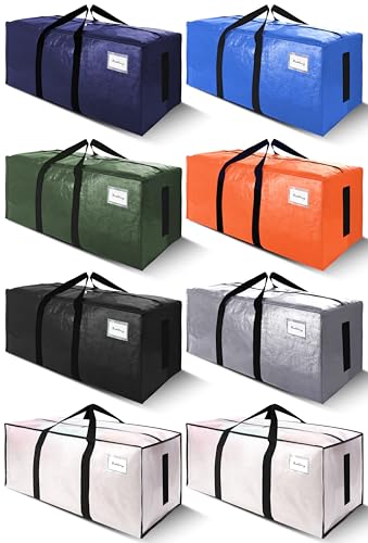 SWEET DOLPHIN 8 Pack 200LB Heavy-Duty Moving Bags with Wrap-Around Handles, Extra Large Storage Totes for Space Saving, Clothes Storage Bags, College Dorm Essentials, Multicolor, 24 Gal - color: Multicolor, size: 8 Pack - 24 Gal