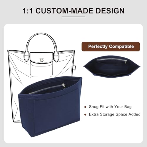 Purse Organizer Insert Compatible with Longchamp Le Pliage M Top Handle Tote Bag, Blue/SM - color: Blue, size: M Tote Bag (Top Handle)