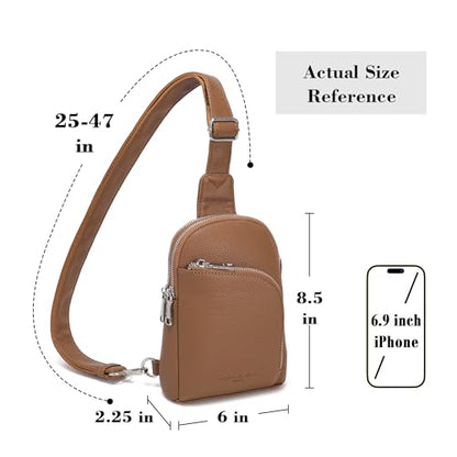INICAT RFID Blocking Sling Bag, Anti Theft Crossbody Bag for Women Compact Travel Purses Leather - color: Brown