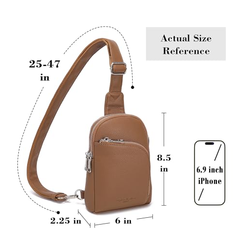 INICAT RFID Blocking Sling Bag, Anti Theft Crossbody Bag for Women Compact Travel Purses Leather - color: Brown