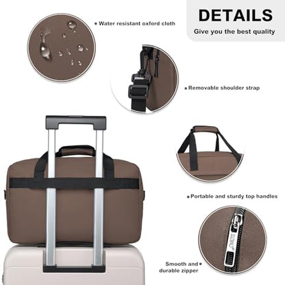 Kono Travel Duffel 20L Under Seat Carry-On Sports Tote Gym Weekender Overnight Bag - Brown, 15.75"x9.84"x7.87" - color: Brown, size: M(15.75in x 9.84in x 7.87in)-20L
