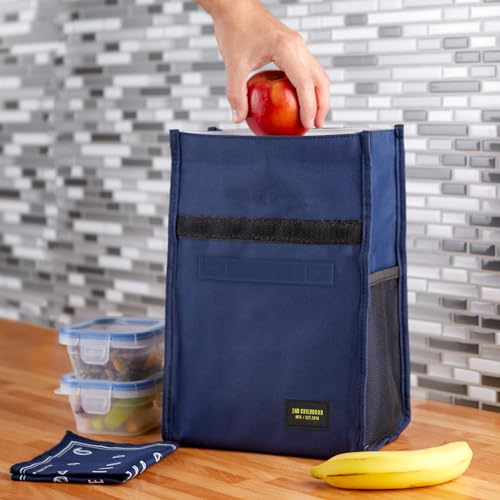 2nd Childhood Rolltop Lunch Bag for Work or School – Compact, Foldable & Low Profile Design – Insulated Reusable Bag with Handle – Slim, Durable & Stylish - 3.5L (Blue) - color: Blue