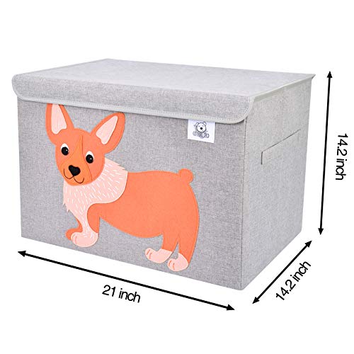 Foldable Large Kids Toy Chest with Flip-Top Lid, Collapsible Fabric Animal Toy Storage Organizer/Bin/Box/Basket/Trunk for Toddler, Children and Baby Nursery (Dog) - color: Dog
