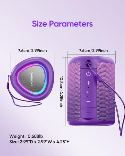 Portable Bluetooth Speaker Beach Essentials: Powerful Crystal Clear Sound/Dynamic Light/IPX5 Waterproof/All Day Playtime/Wireless BT 5.3/TWS Paring, Dad Gifts, Outdoor|Travel|Camping|Pool Accessories - color: Gradient Purple