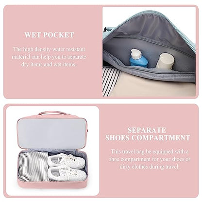 Travel Duffle Bag with Shoe Compartment,Weekender Bags for Women, Carry on Overnight Bag with Toiletry Bag,Gym Duffel Bag with Wet Pocket - color: C-Pink-1032, size: Large