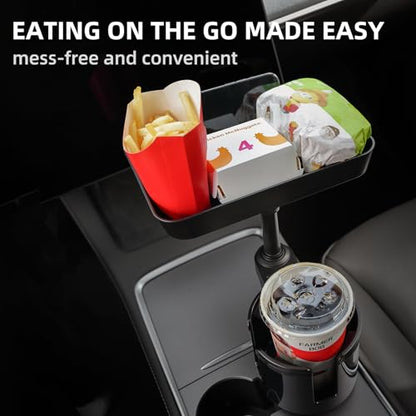 TYKOR Car Cup Holder Tray, 9.5" Car Food Tray Table for Eating | Cup Holder Expander Adapter for Car, Fits Yeti, Hydro Flask, Other Bottles and Mugs in 16-46 oz, Car Road Trip Essentials