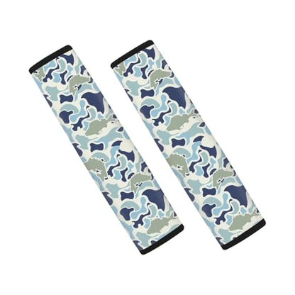 2pcs Car Seat Belt Cover Pads Soft Anti-Slip Blue Fish Camo Shoulder Strap Protects Universal Fit for All Cars and Backpack for a More, Easy to Install - color: Blue Fish Camo