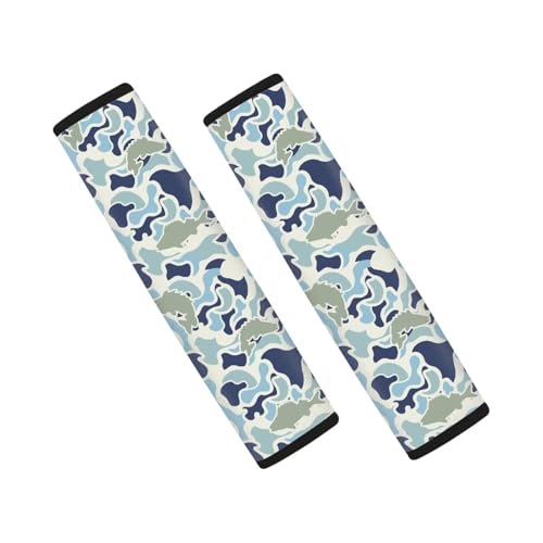 2pcs Car Seat Belt Cover Pads Soft Anti-Slip Blue Fish Camo Shoulder Strap Protects Universal Fit for All Cars and Backpack for a More, Easy to Install - color: Blue Fish Camo