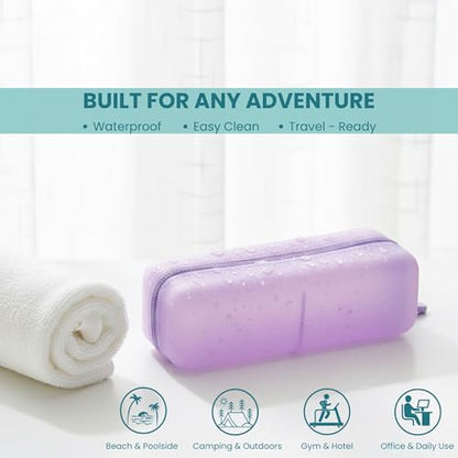 Cotton Pad Swab Travel Case, 2-in-1 Waterproof Organizer, VISFRESH (Purple) - color: Purple